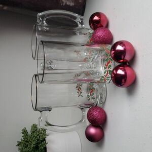 (3) Vintage Libbey Glass Company Holiday Beer Steins.